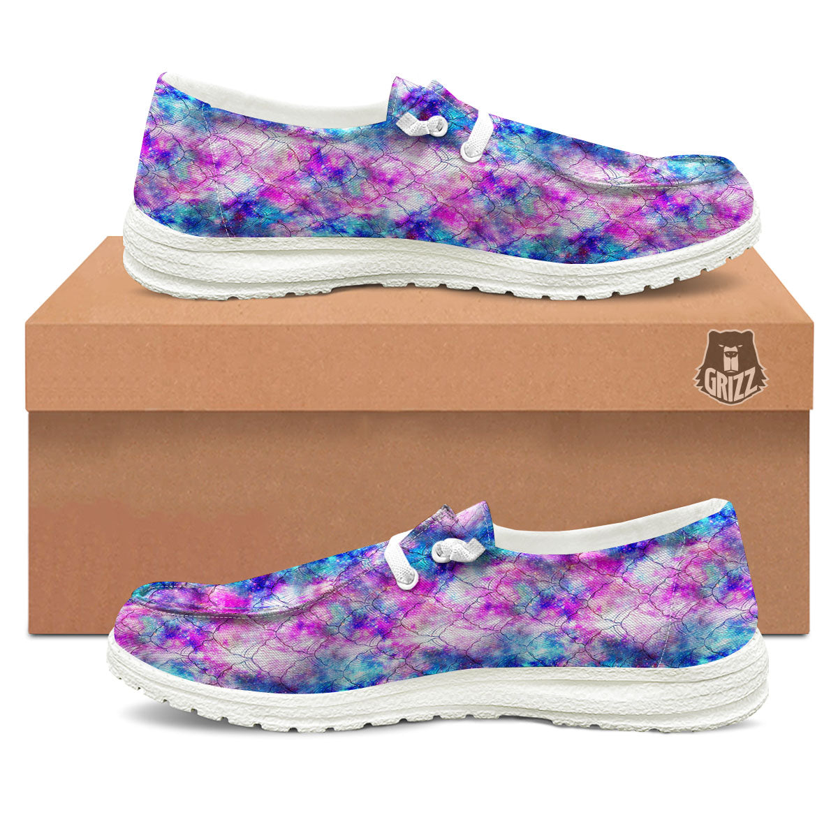 Mermaid Scales Galaxy Print Pattern White Loafers-grizzshop