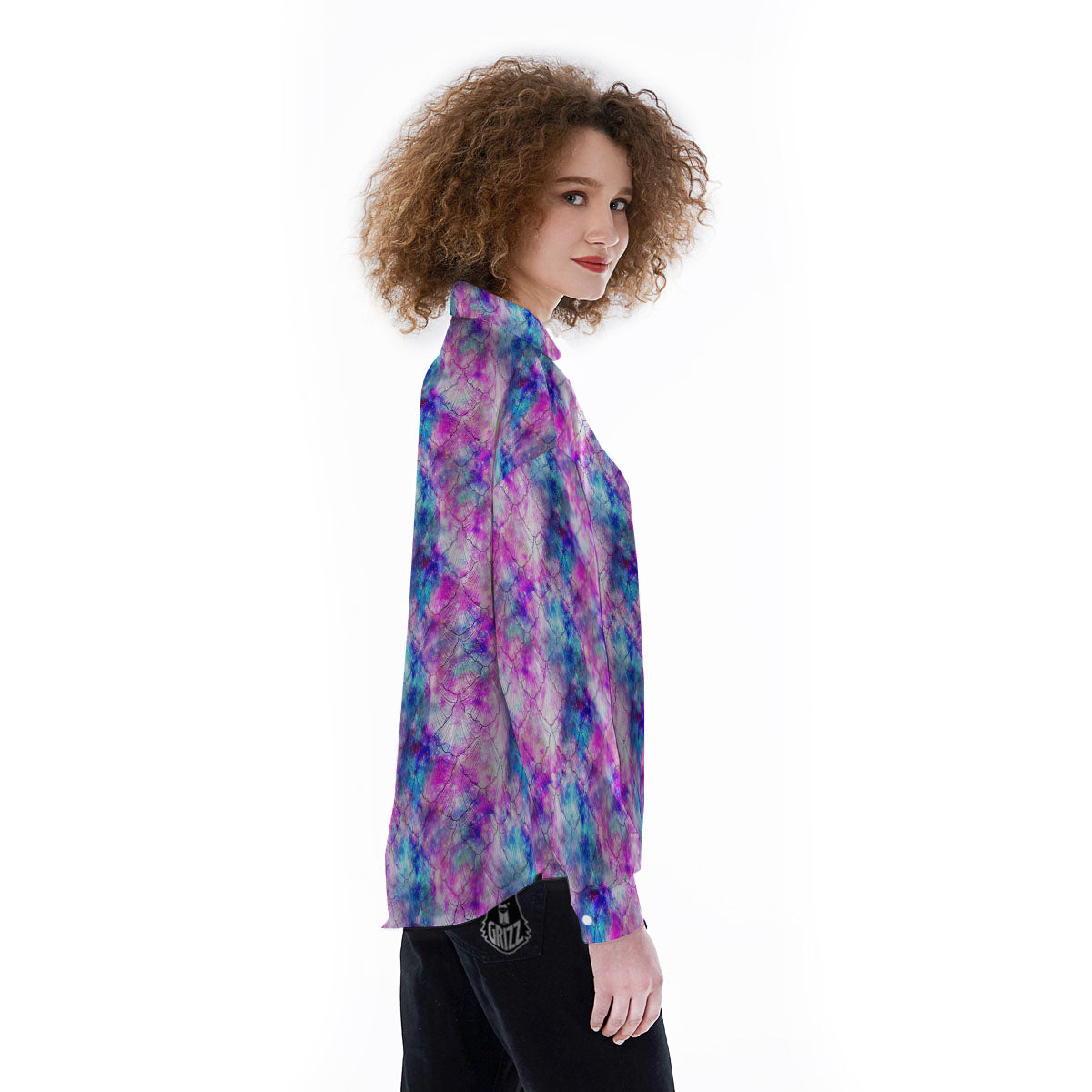 Mermaid Scales Galaxy Print Pattern Women's Long Sleeve Shirts-grizzshop