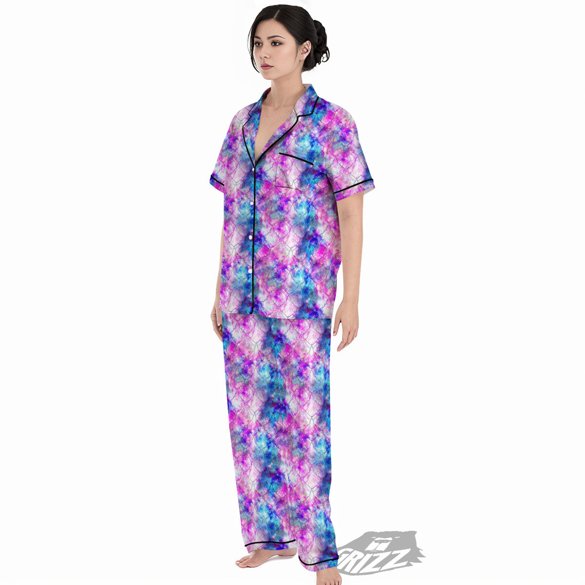 Mermaid Scales Galaxy Print Pattern Women's Pajamas Set-grizzshop