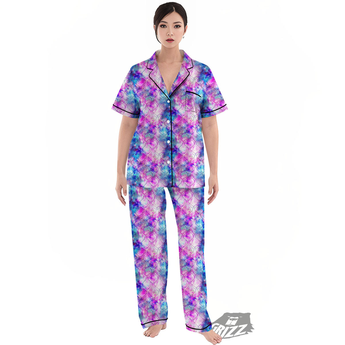 Mermaid Scales Galaxy Print Pattern Women's Pajamas Set-grizzshop