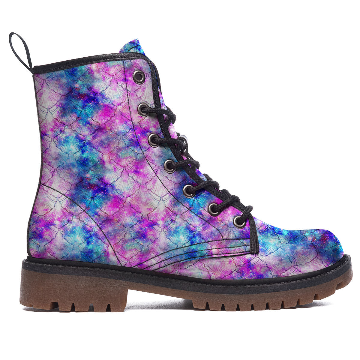 Mermaid Scales Galaxy Print Pattern Work Boots-grizzshop