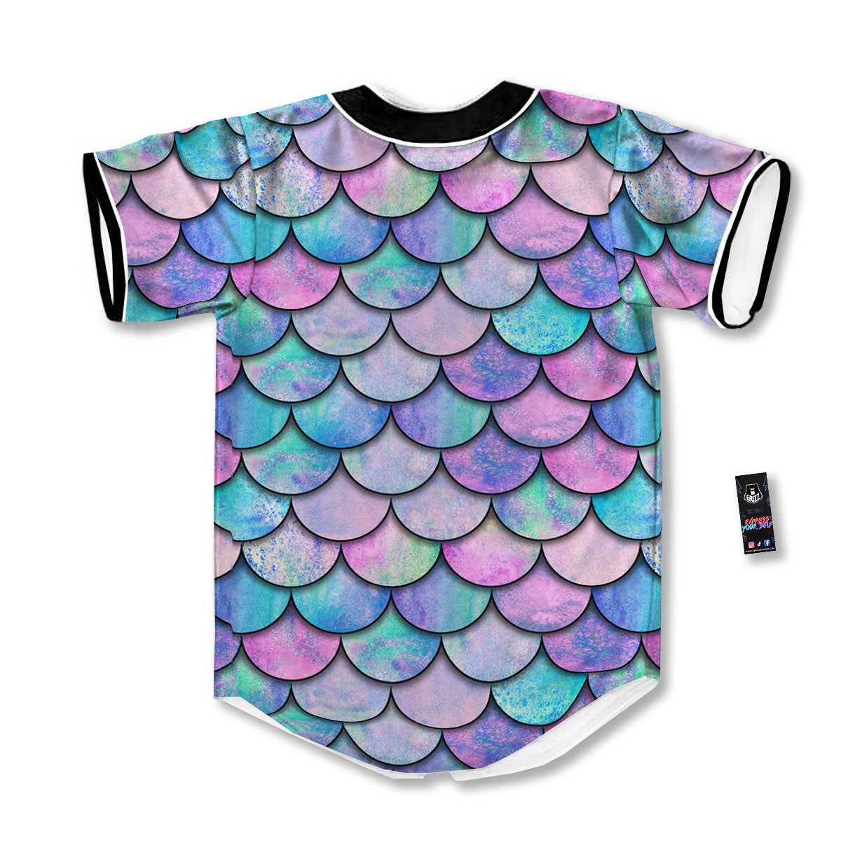 Mermaid Scales Pink And Teal Print Pattern Baseball Jersey-grizzshop