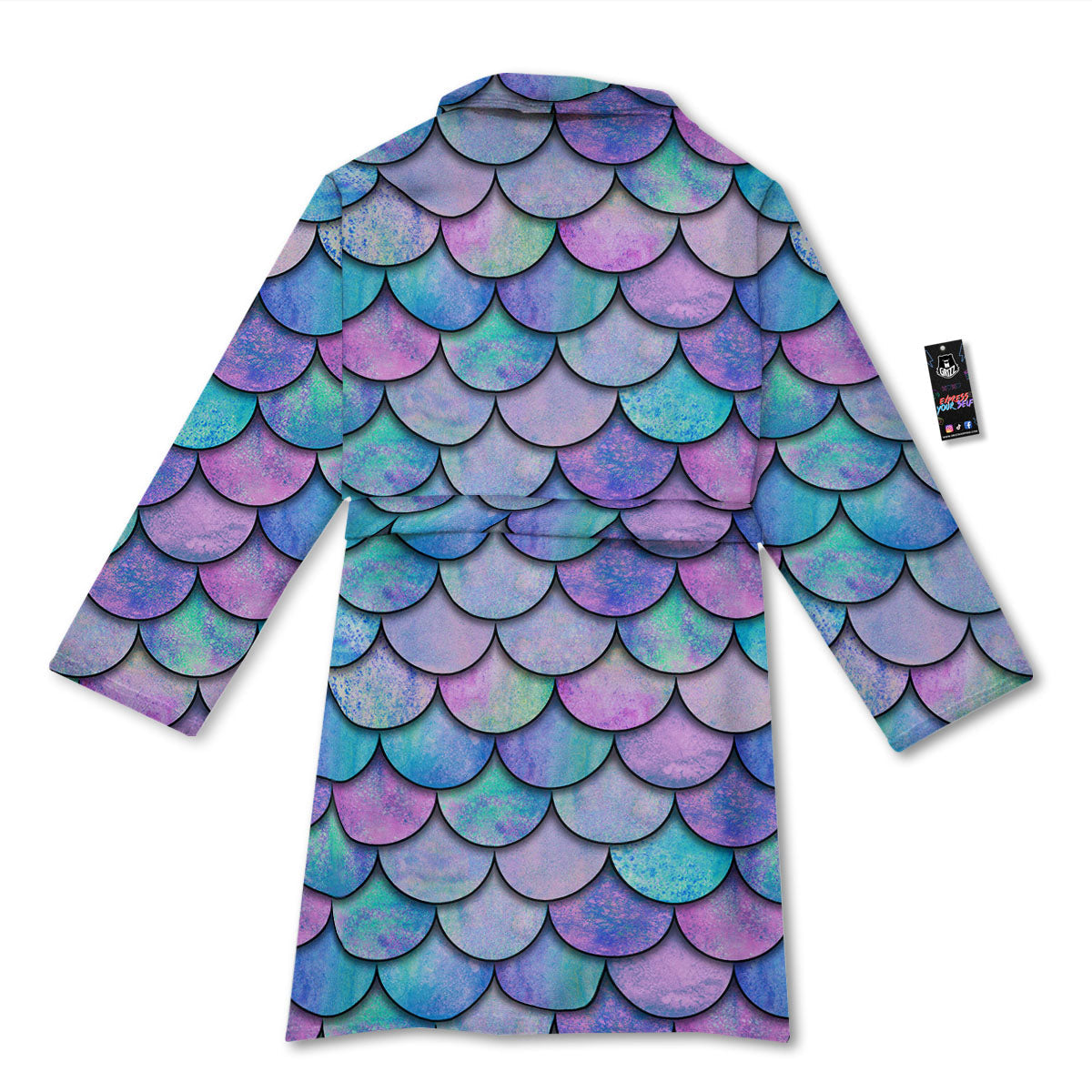 Mermaid Scales Pink And Teal Print Pattern Bathrobe-grizzshop