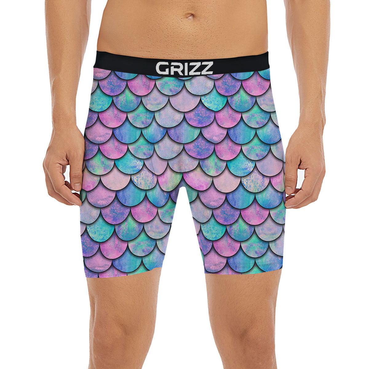 Mermaid Scales Pink And Teal Print Pattern Boxer Briefs-grizzshop