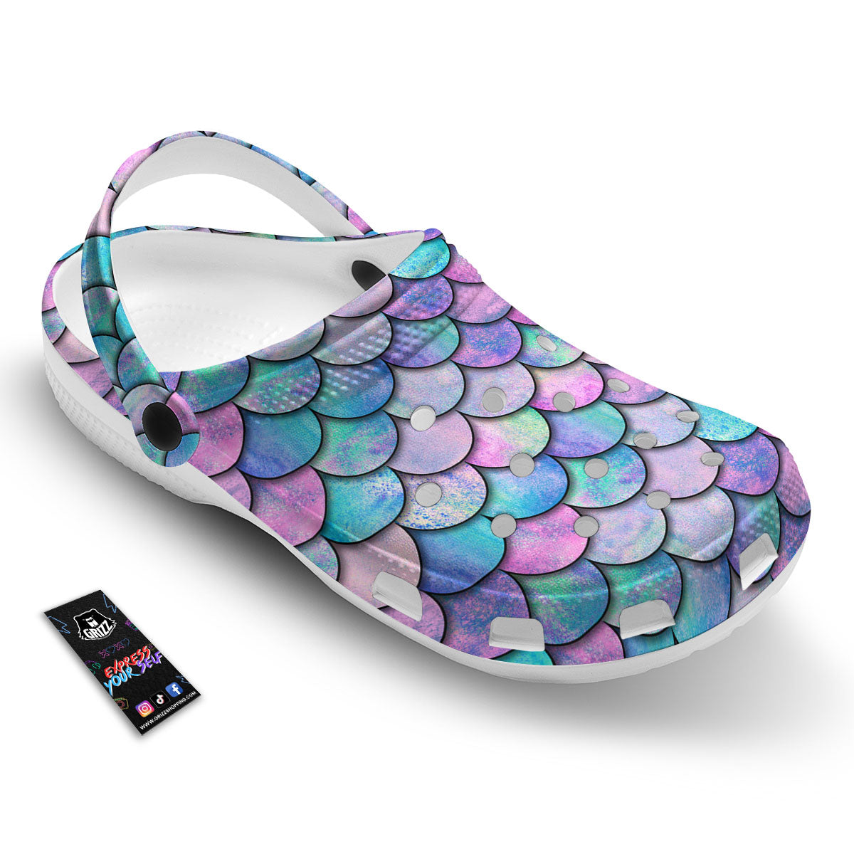 Mermaid Scales Pink And Teal Print Pattern Clog-grizzshop