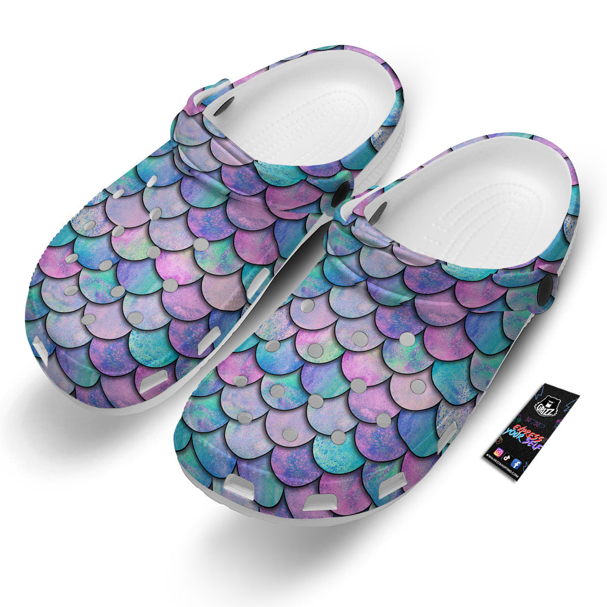 Mermaid Scales Pink And Teal Print Pattern Clog-grizzshop