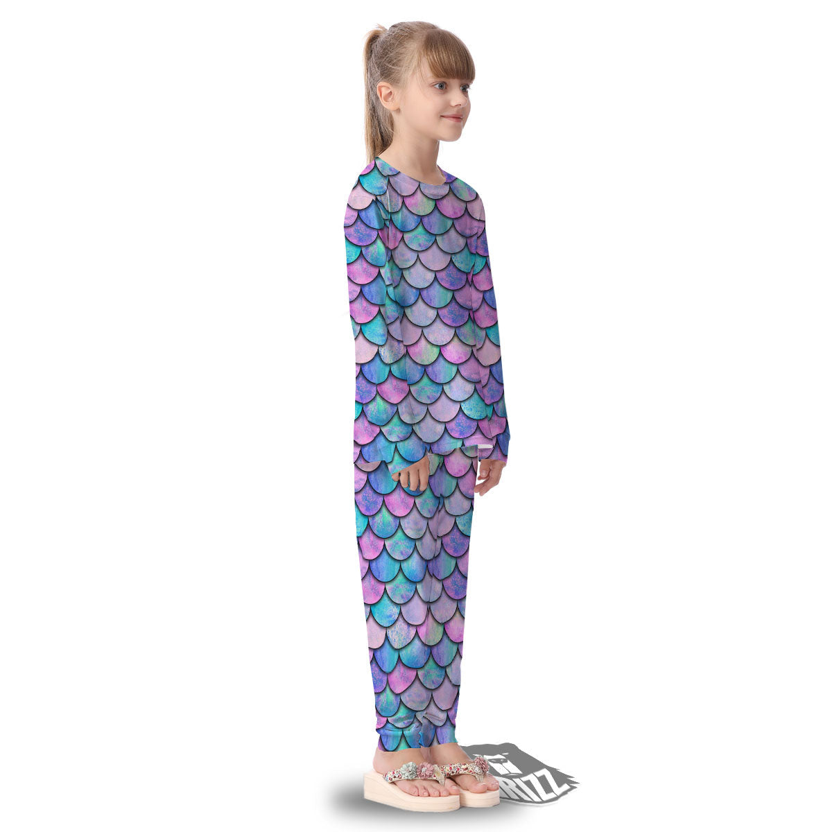 Mermaid Scales Pink And Teal Print Pattern Kid's Pajamas-grizzshop