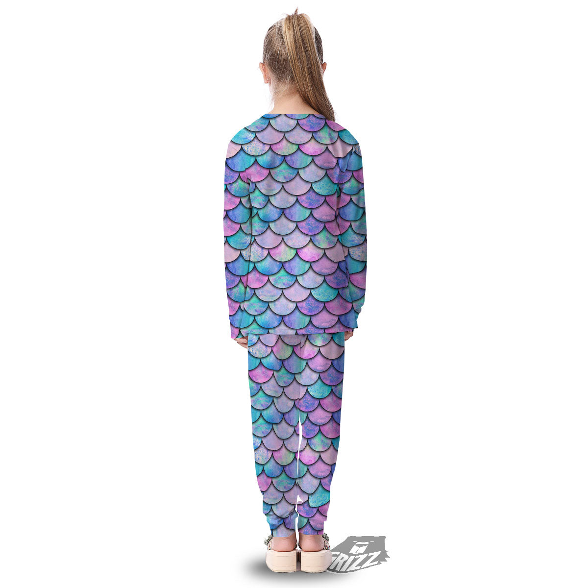 Mermaid Scales Pink And Teal Print Pattern Kid's Pajamas-grizzshop