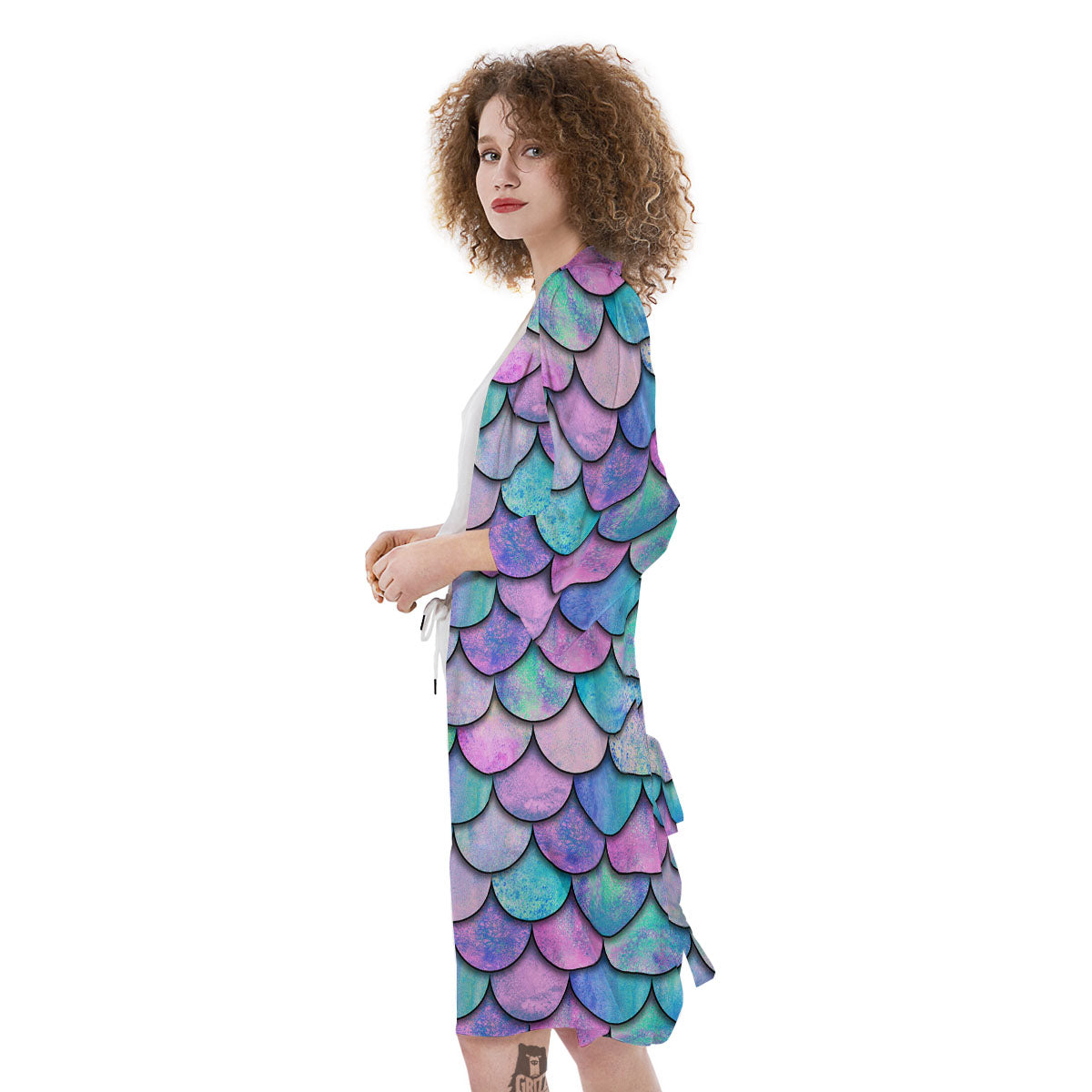 Mermaid Scales Pink And Teal Print Pattern Kimono-grizzshop
