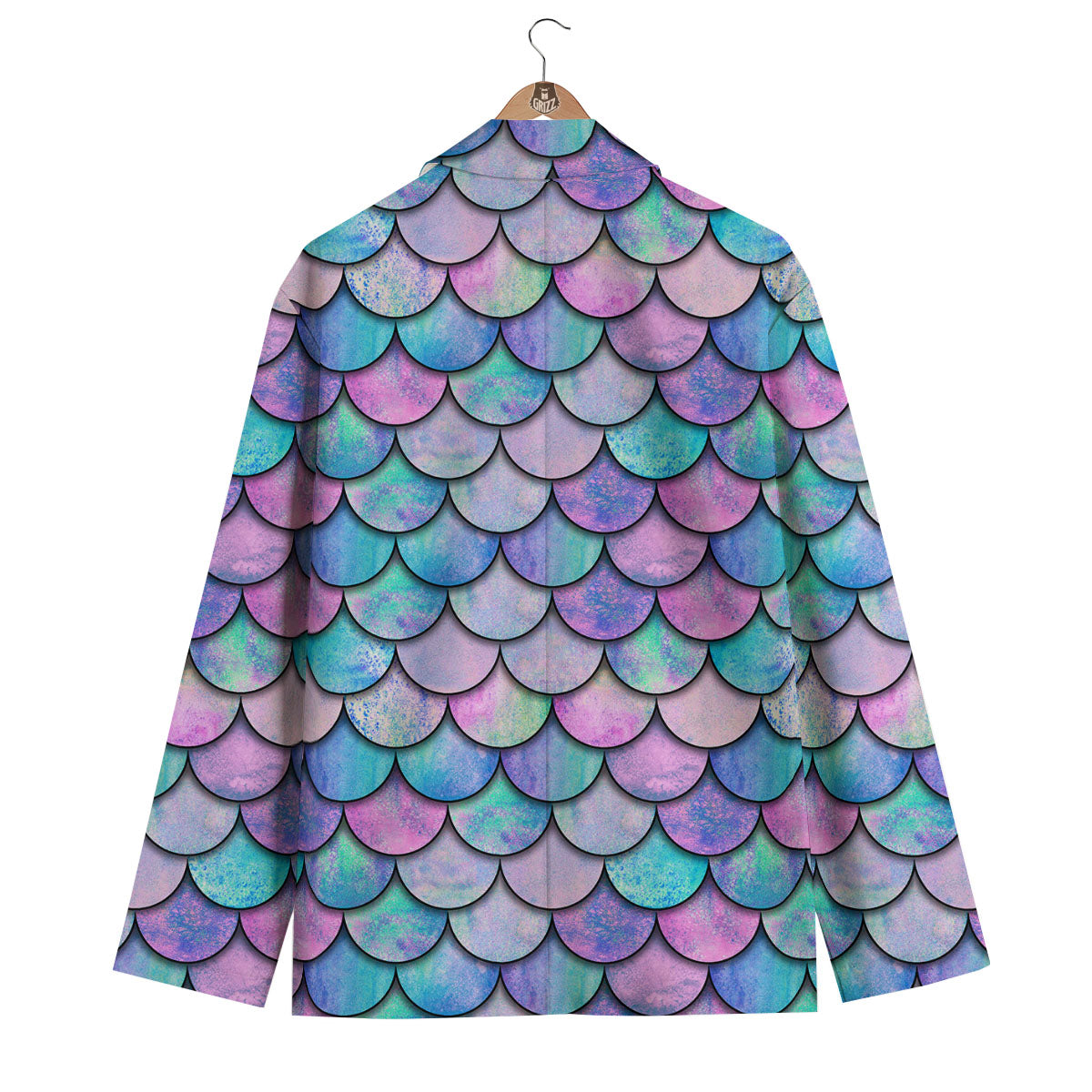 Mermaid Scales Pink And Teal Print Pattern Men's Blazer-grizzshop