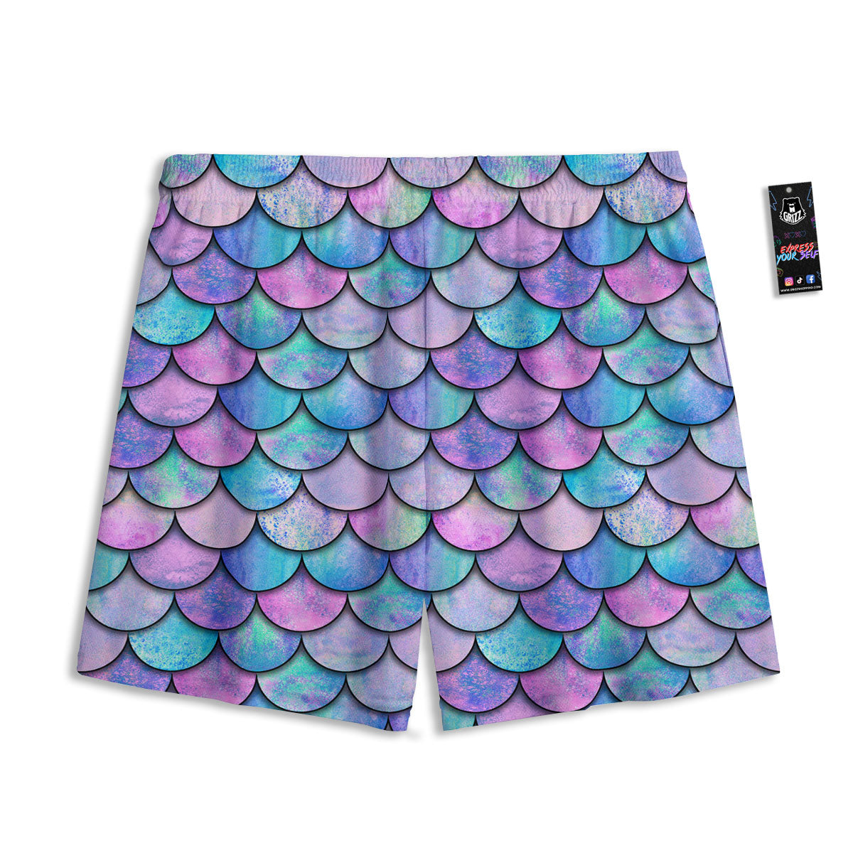 Mermaid Scales Pink And Teal Print Pattern Mesh Shorts