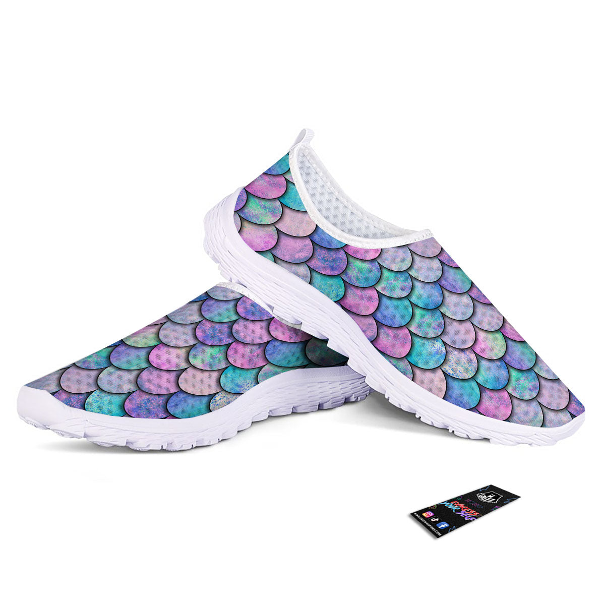 Mermaid Scales Pink And Teal Print Pattern Nurse Shoes-grizzshop
