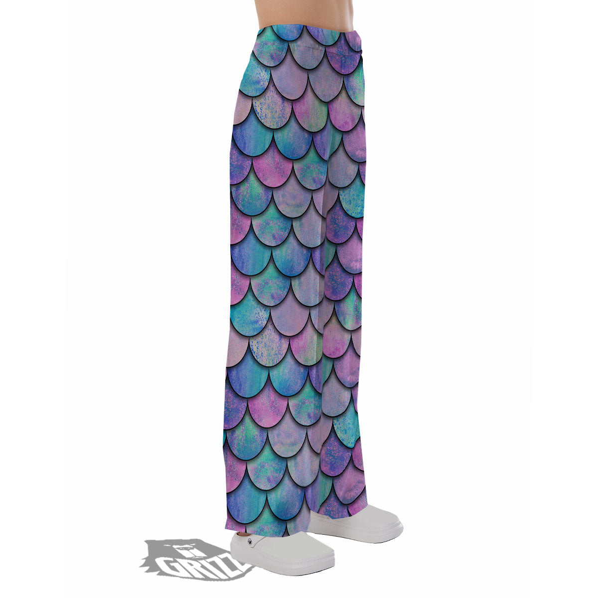 Mermaid Scales Pink And Teal Print Pattern Pajama Pants-grizzshop