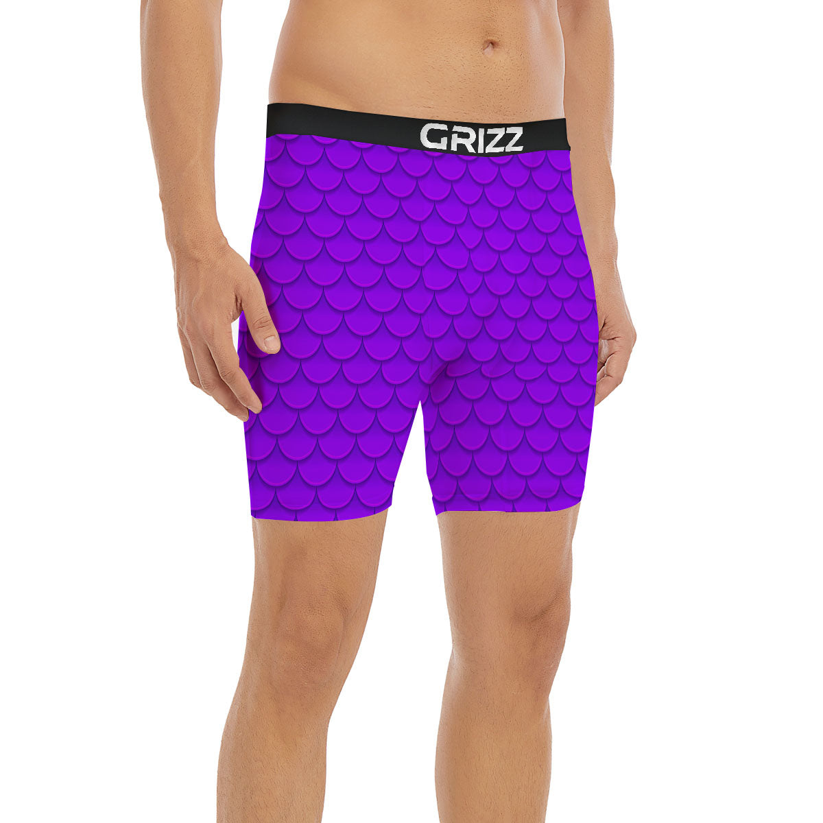Mermaid Scales Purple Print Pattern Boxer Briefs-grizzshop