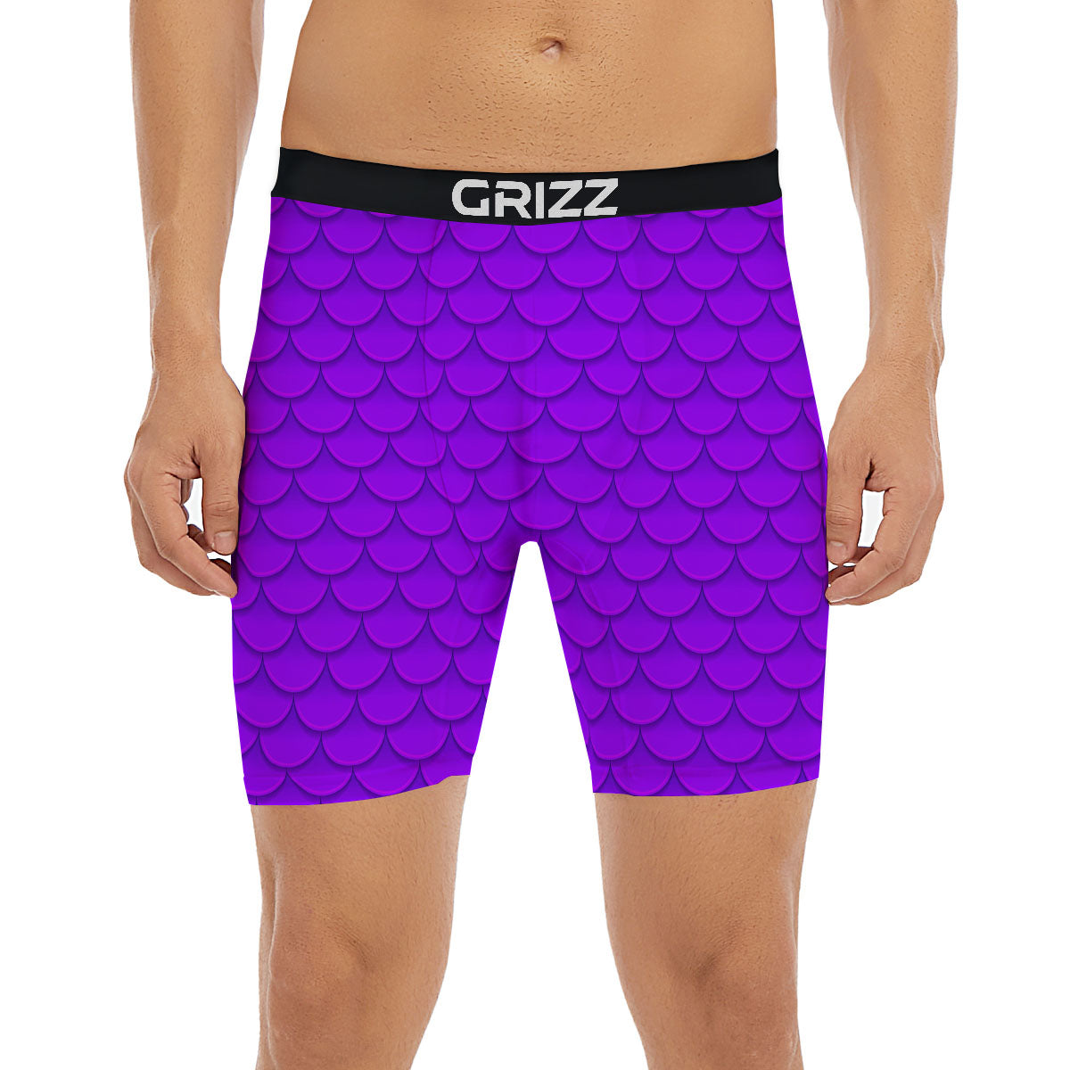 Mermaid Scales Purple Print Pattern Boxer Briefs-grizzshop