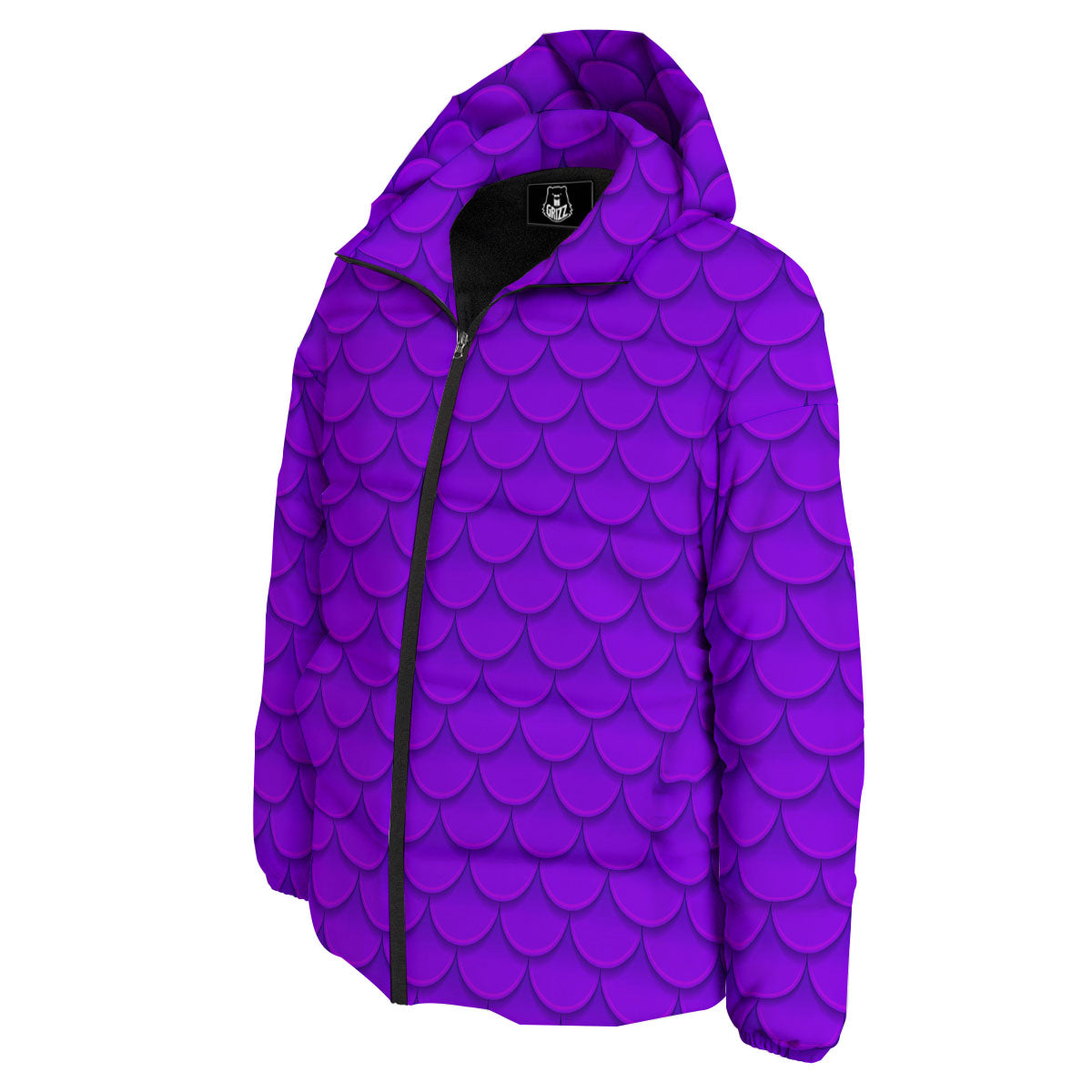 Mermaid Scales Purple Print Pattern Down Jacket-grizzshop