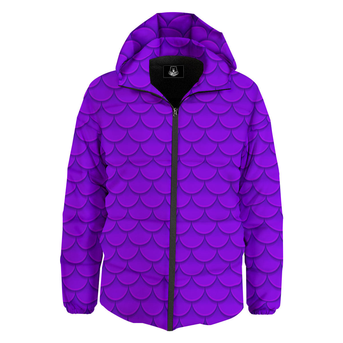 Mermaid Scales Purple Print Pattern Down Jacket-grizzshop