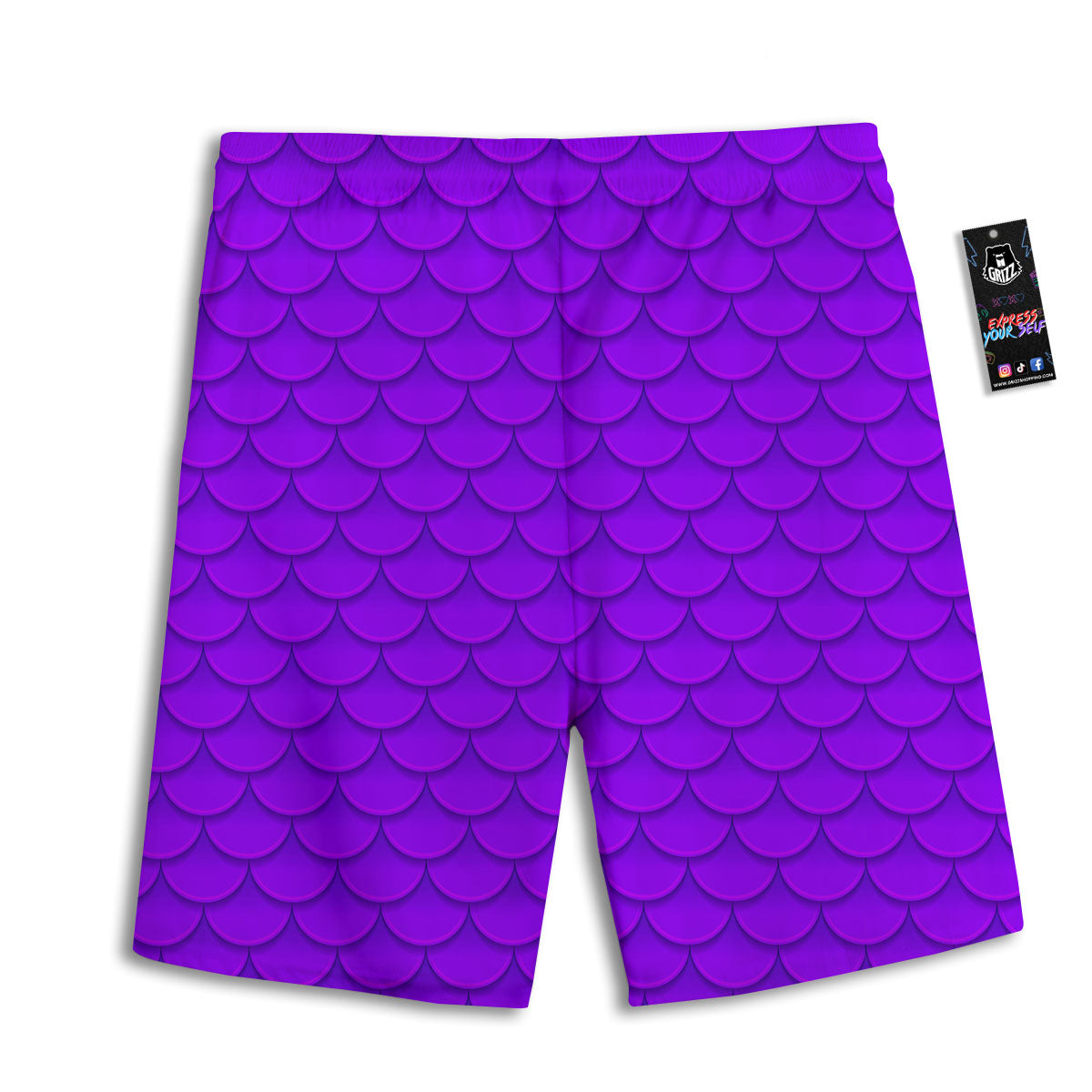 Mermaid Scales Purple Print Pattern Men's Athletic Shorts