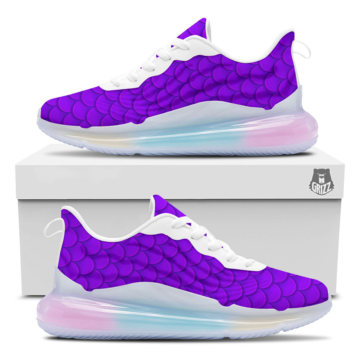 Mermaid Scales Purple Print Pattern Running Sneakers-grizzshop