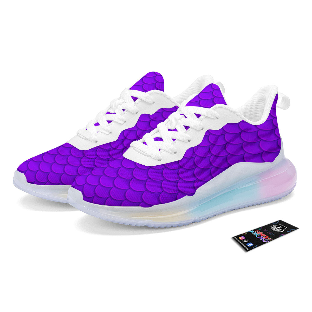 Mermaid Scales Purple Print Pattern Running Sneakers-grizzshop