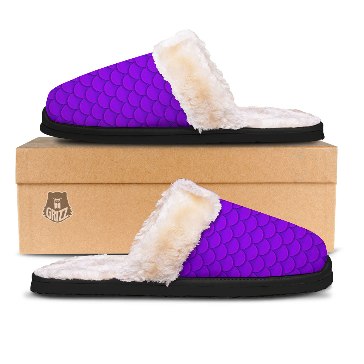 Mermaid Scales Purple Print Pattern Slippers-grizzshop