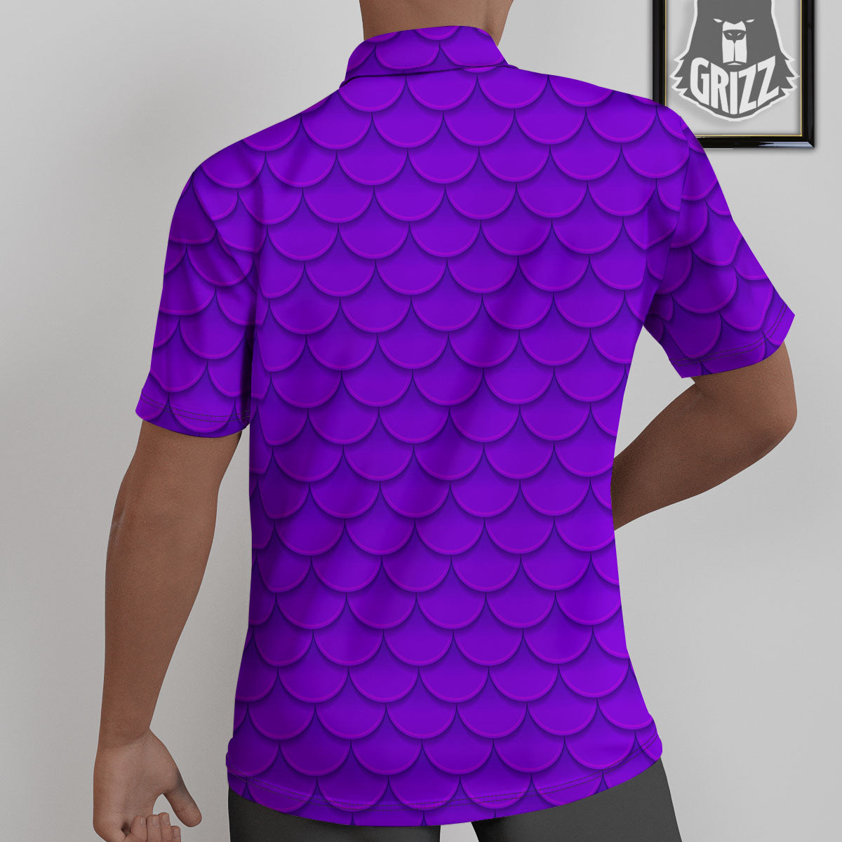 Mermaid Scales Purple Print Pattern Untucked Shirts-grizzshop