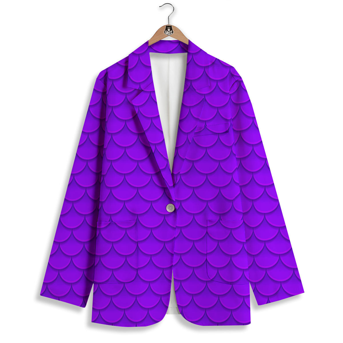 Mermaid Scales Purple Print Pattern Women's Blazer-grizzshop