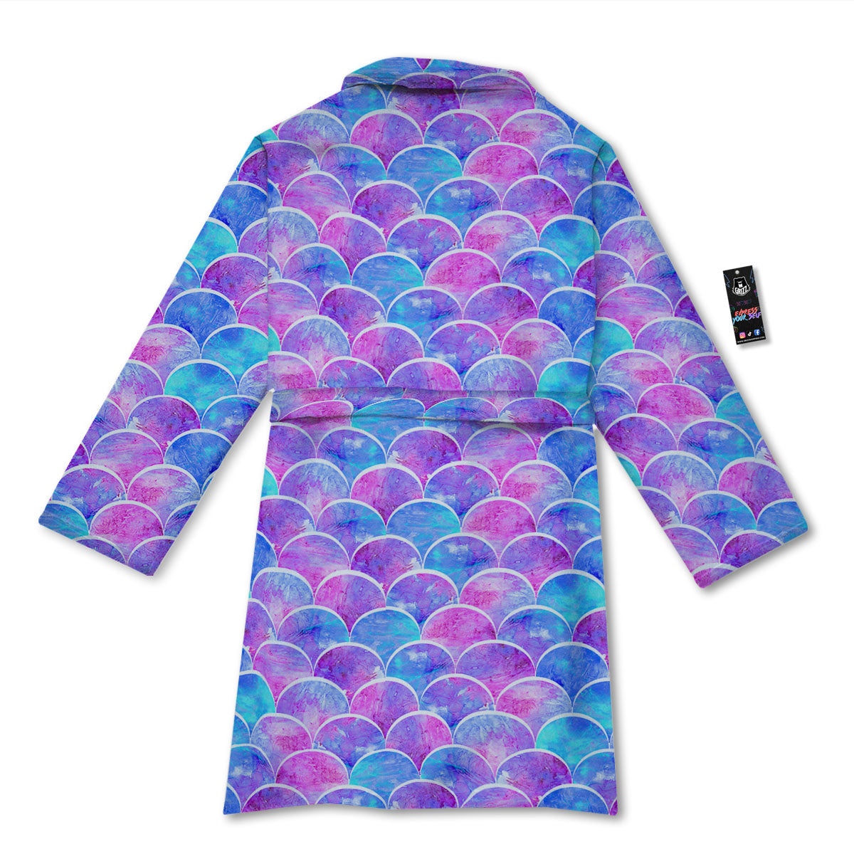 Mermaid Scales Sea Blue Print Pattern Bathrobe-grizzshop