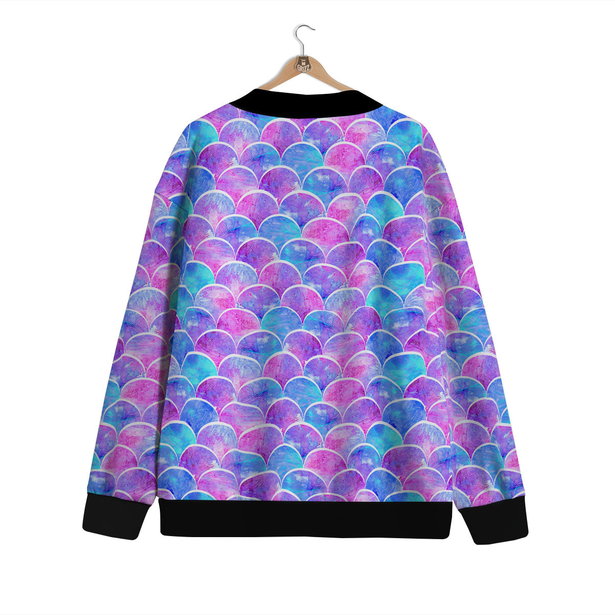 Mermaid Scales Sea Blue Print Pattern Cardigan-grizzshop