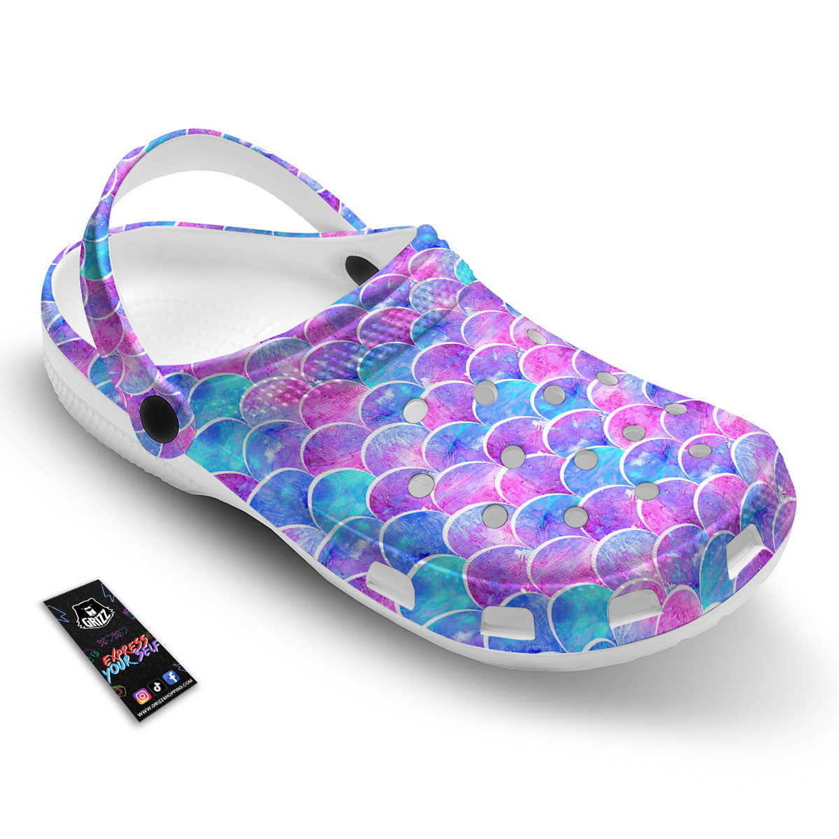 Mermaid Scales Sea Blue Print Pattern Clog-grizzshop