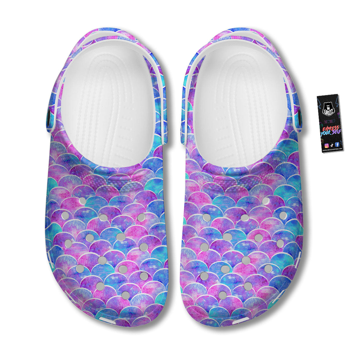 Mermaid Scales Sea Blue Print Pattern Clog-grizzshop