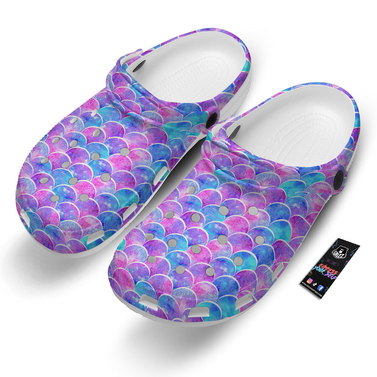Mermaid Scales Sea Blue Print Pattern Clog-grizzshop