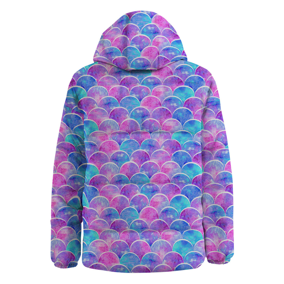 Mermaid Scales Sea Blue Print Pattern Down Jacket-grizzshop