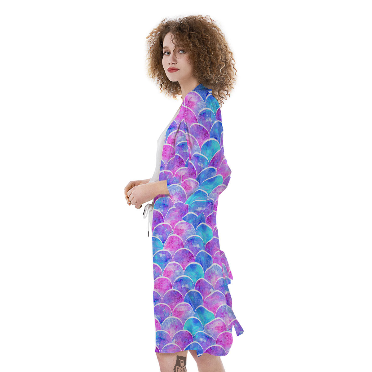 Mermaid Scales Sea Blue Print Pattern Kimono-grizzshop