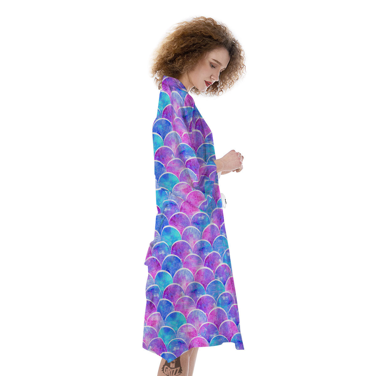 Mermaid Scales Sea Blue Print Pattern Kimono-grizzshop