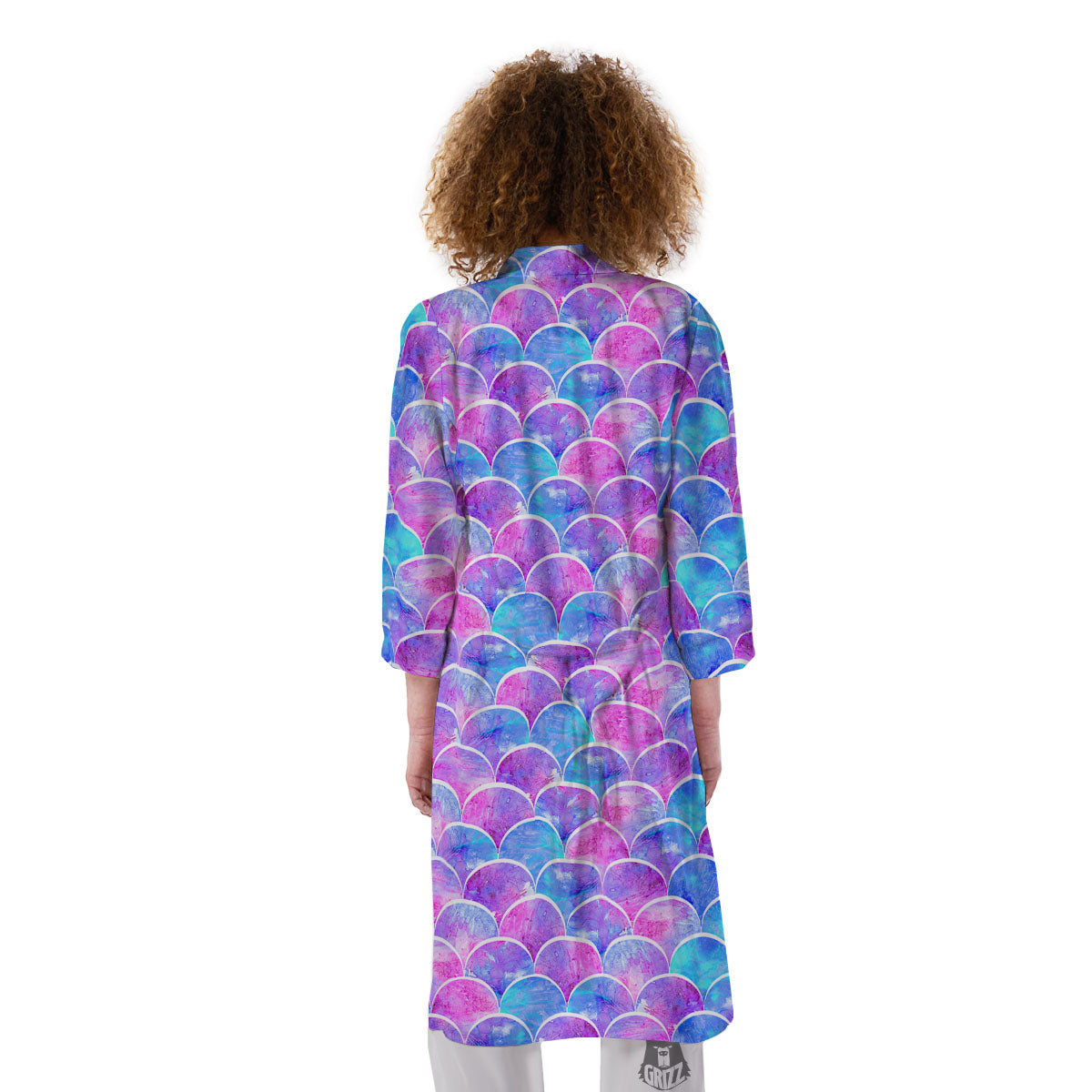 Mermaid Scales Sea Blue Print Pattern Kimono-grizzshop