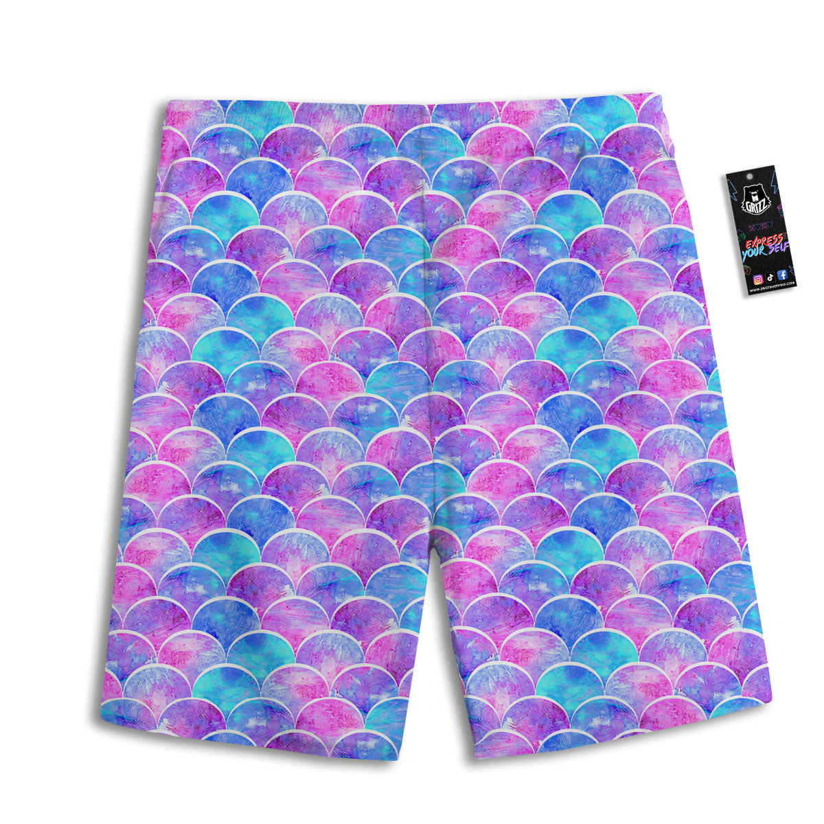 Mermaid Scales Sea Blue Print Pattern Men's Athletic Shorts