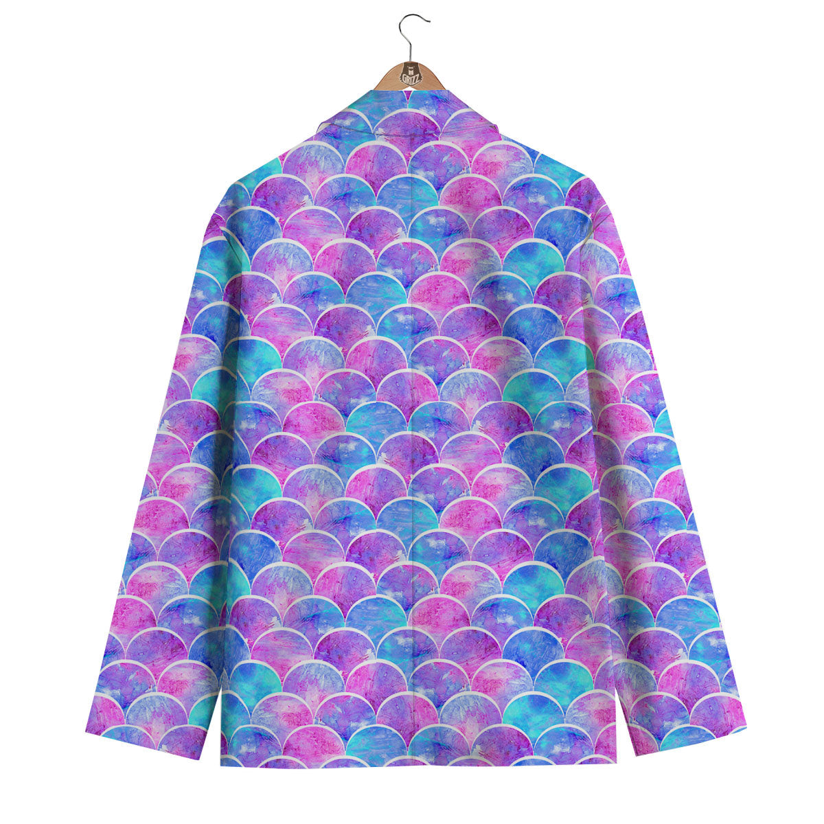 Mermaid Scales Sea Blue Print Pattern Men's Blazer-grizzshop