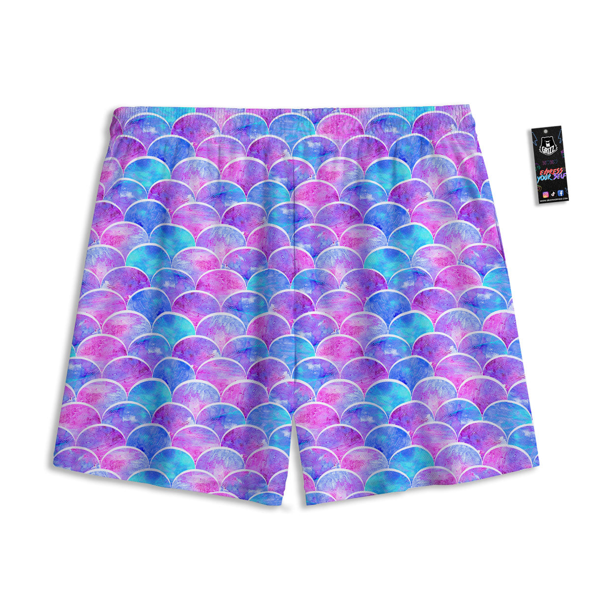 Mermaid Scales Sea Blue Print Pattern Mesh Shorts