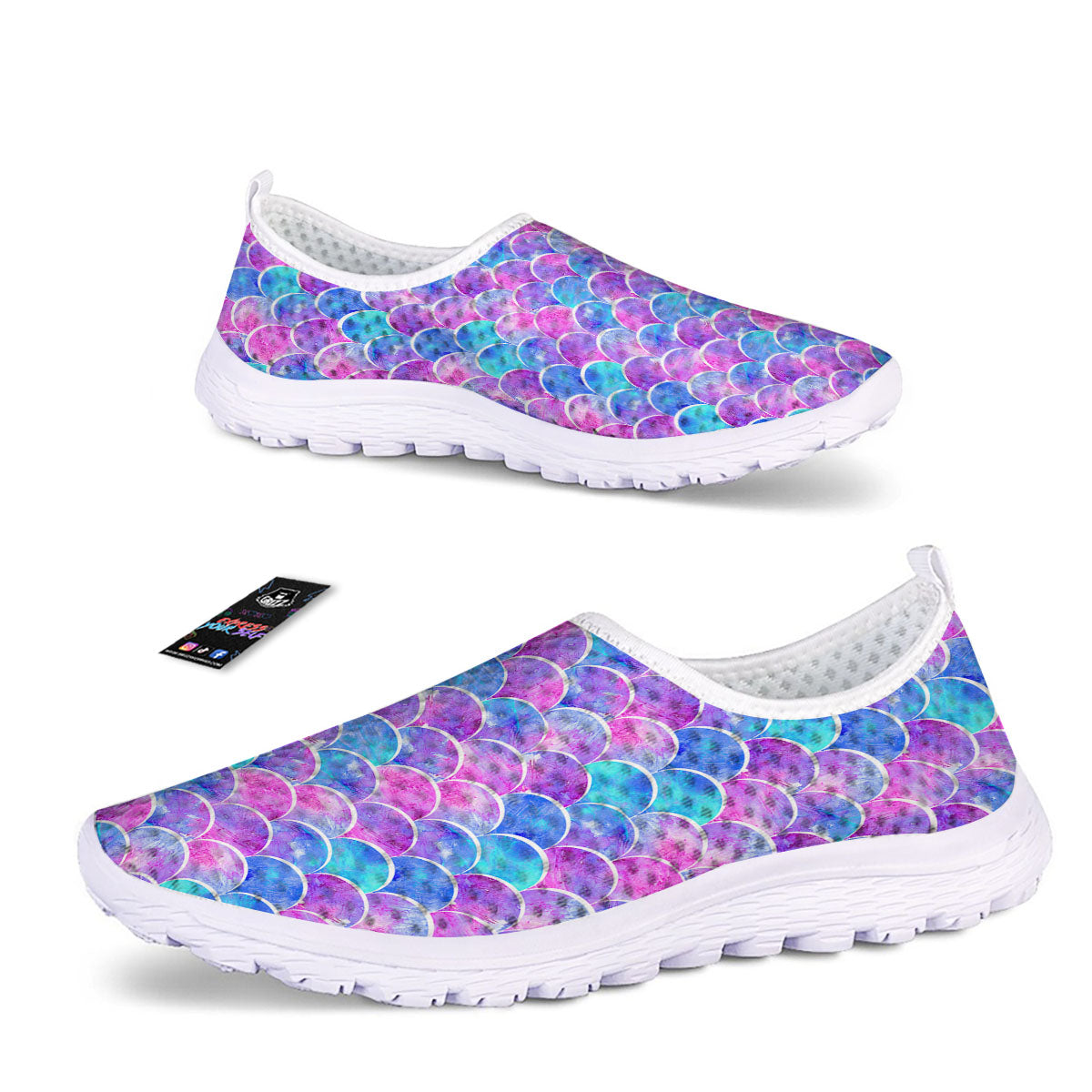 Mermaid Scales Sea Blue Print Pattern Nurse Shoes-grizzshop