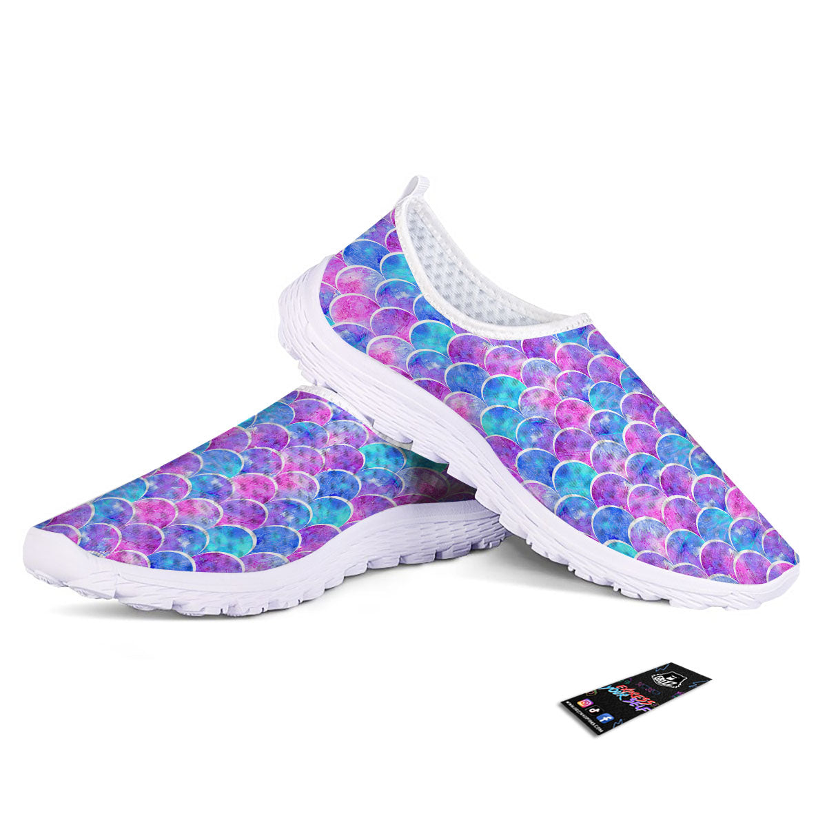 Mermaid Scales Sea Blue Print Pattern Nurse Shoes-grizzshop