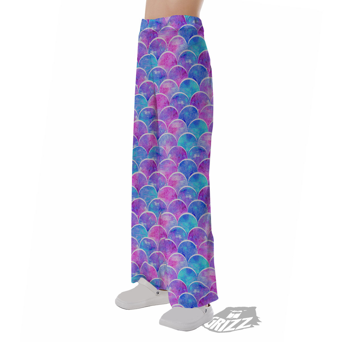 Mermaid Scales Sea Blue Print Pattern Pajama Pants-grizzshop