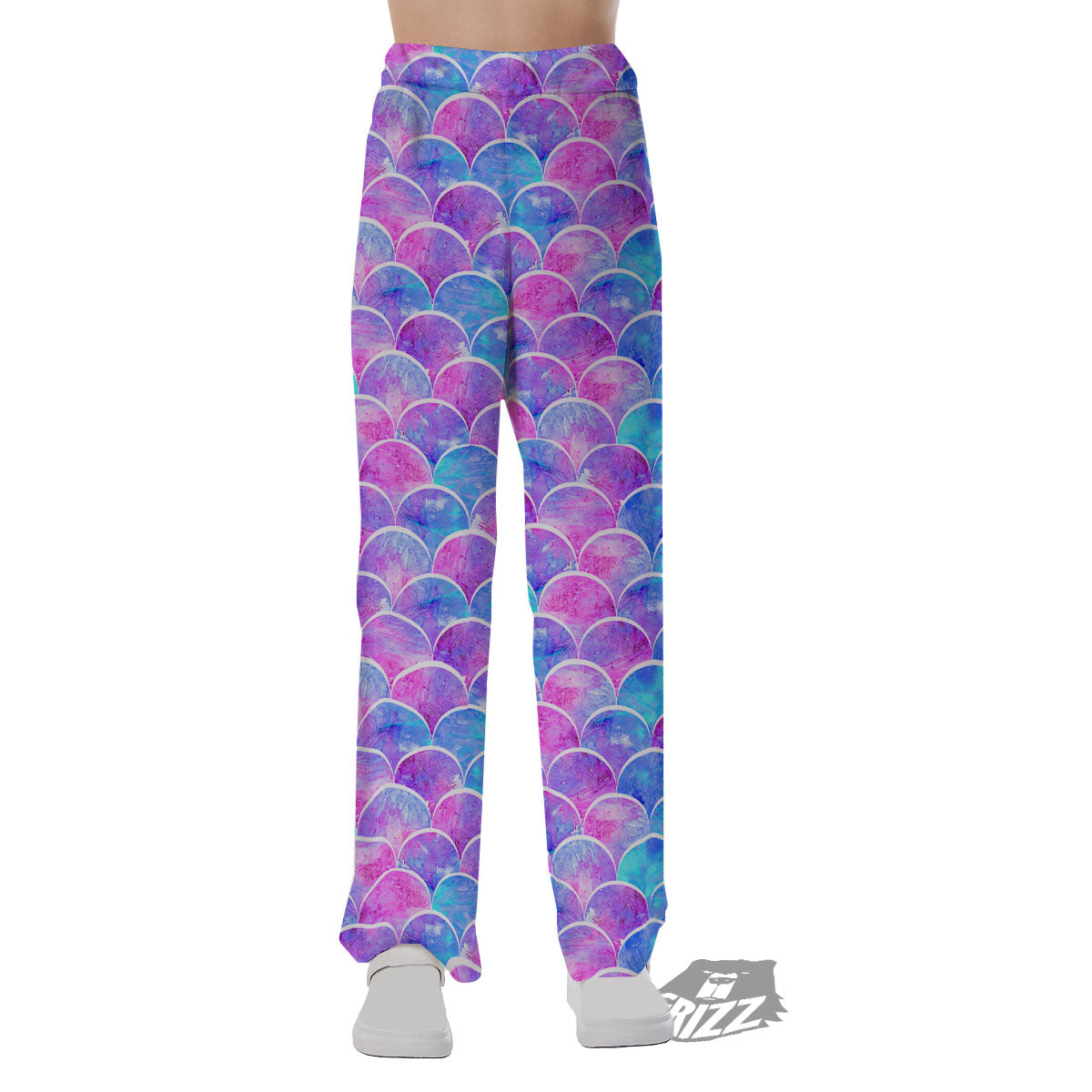 Mermaid Scales Sea Blue Print Pattern Pajama Pants-grizzshop