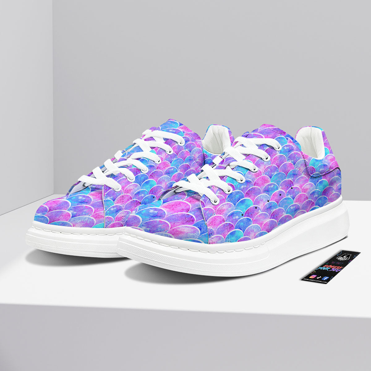 Mermaid Scales Sea Blue Print Pattern Platform Shoes-grizzshop