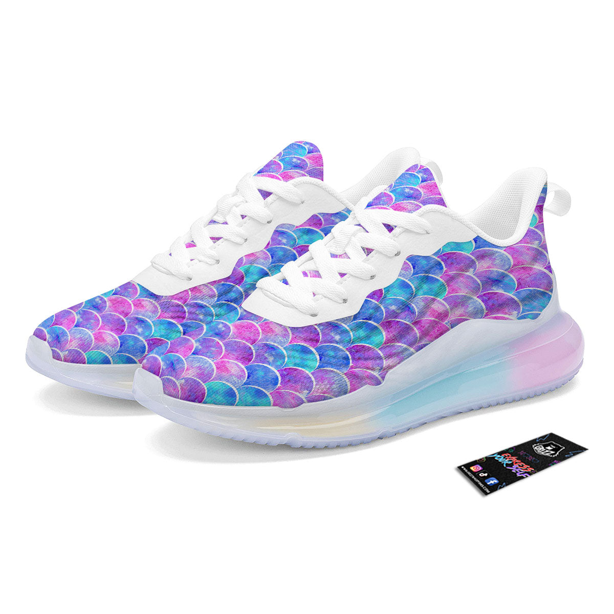 Mermaid Scales Sea Blue Print Pattern Running Sneakers-grizzshop