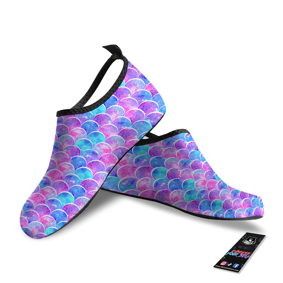 Mermaid Scales Sea Blue Print Pattern Water Shoes-grizzshop
