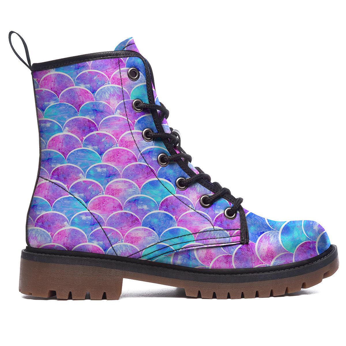 Mermaid Scales Sea Blue Print Pattern Work Boots-grizzshop