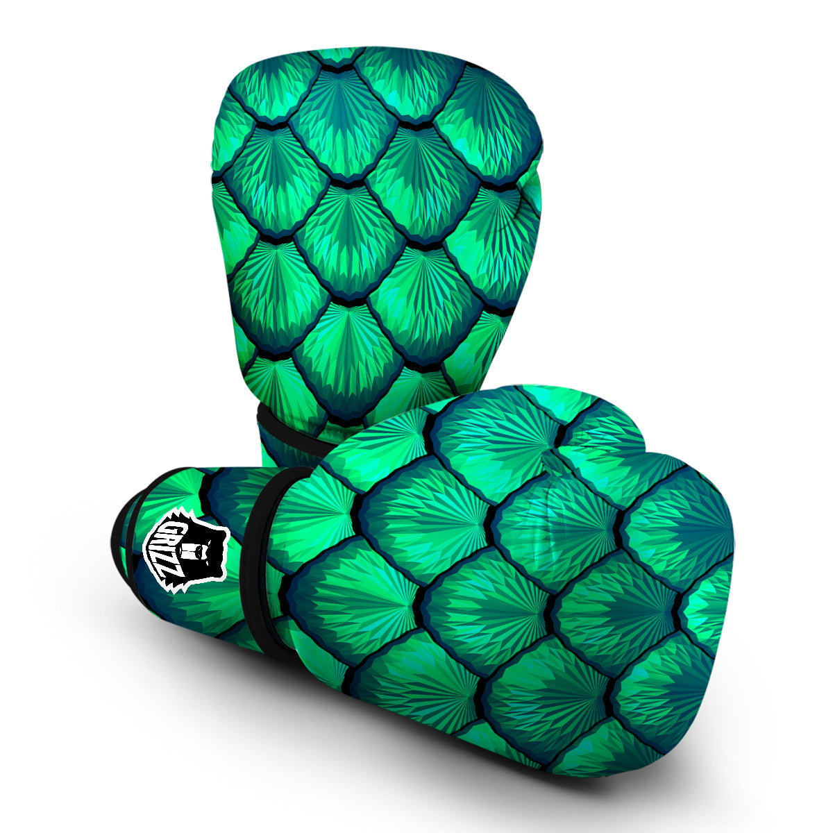 Mermaid Scales Teal Green Boxing Gloves-grizzshop