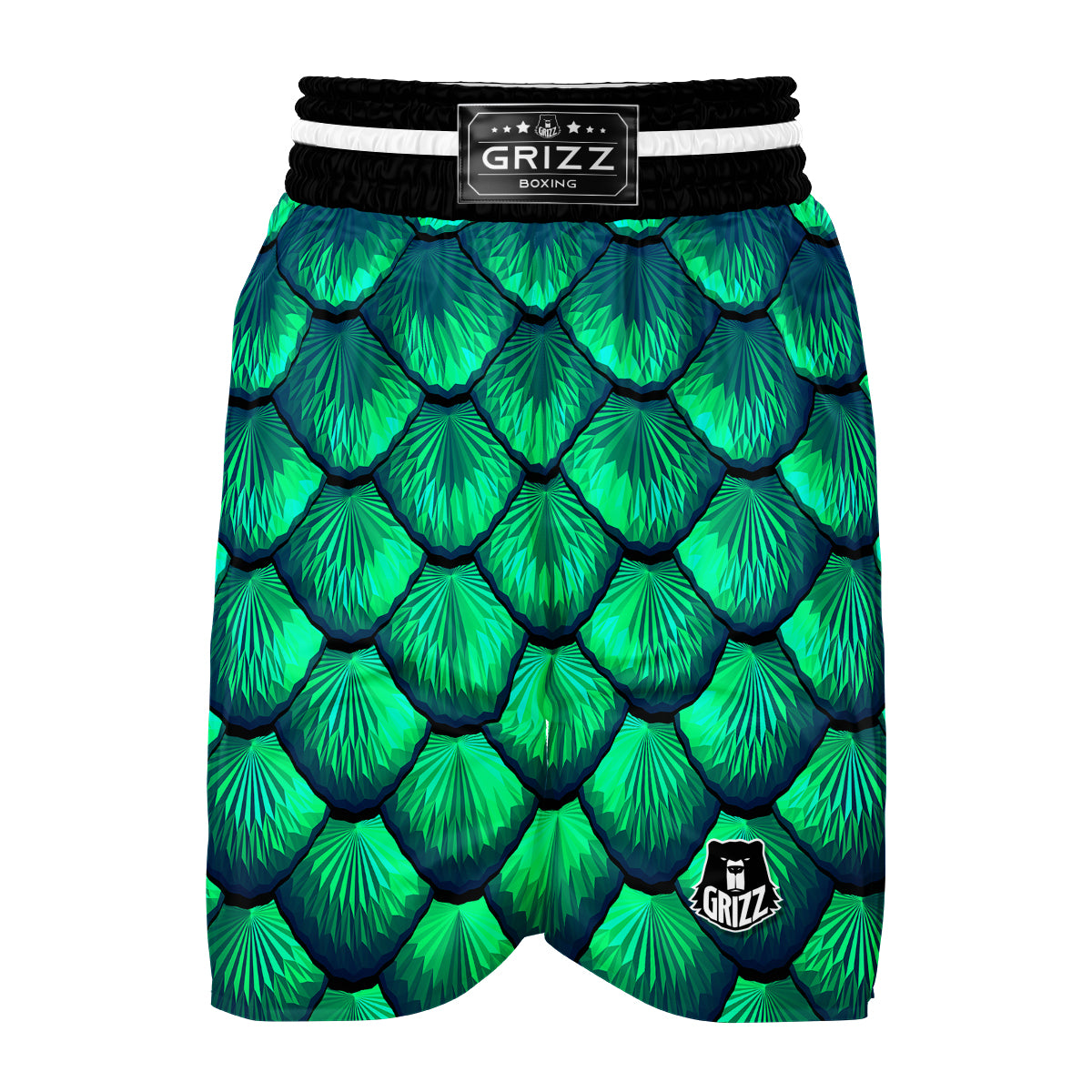 Mermaid Scales Teal Green Boxing Shorts-grizzshop
