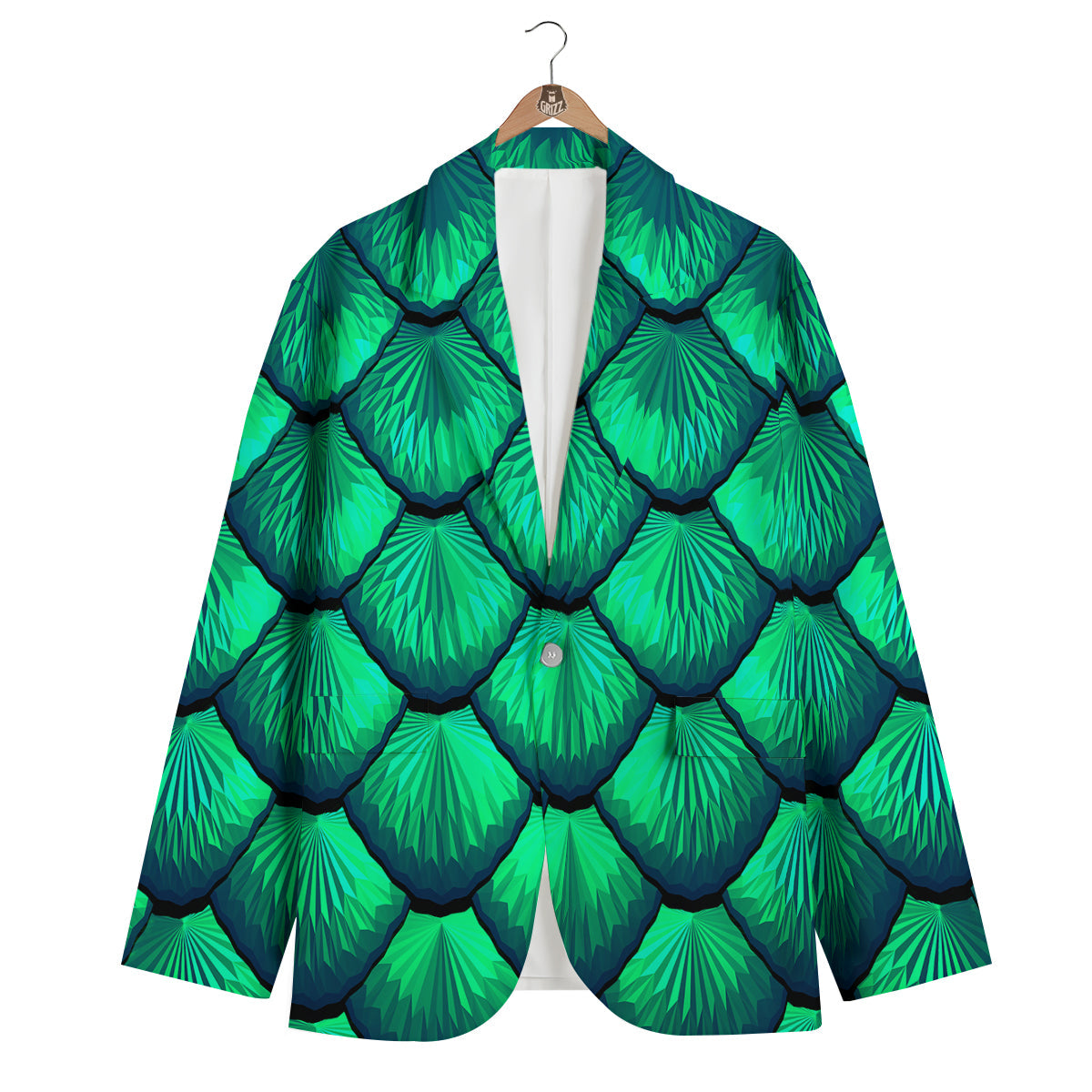 Mermaid Scales Teal Green Men's Blazer-grizzshop